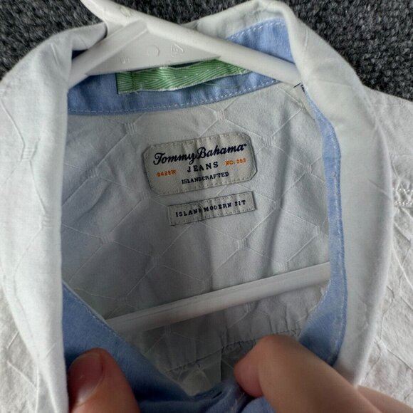 Tommy Bahama Long Sleeve Button Up Shirt Adult Ice Blue Modern Fit Large Cotton - Picture 8 of 12
